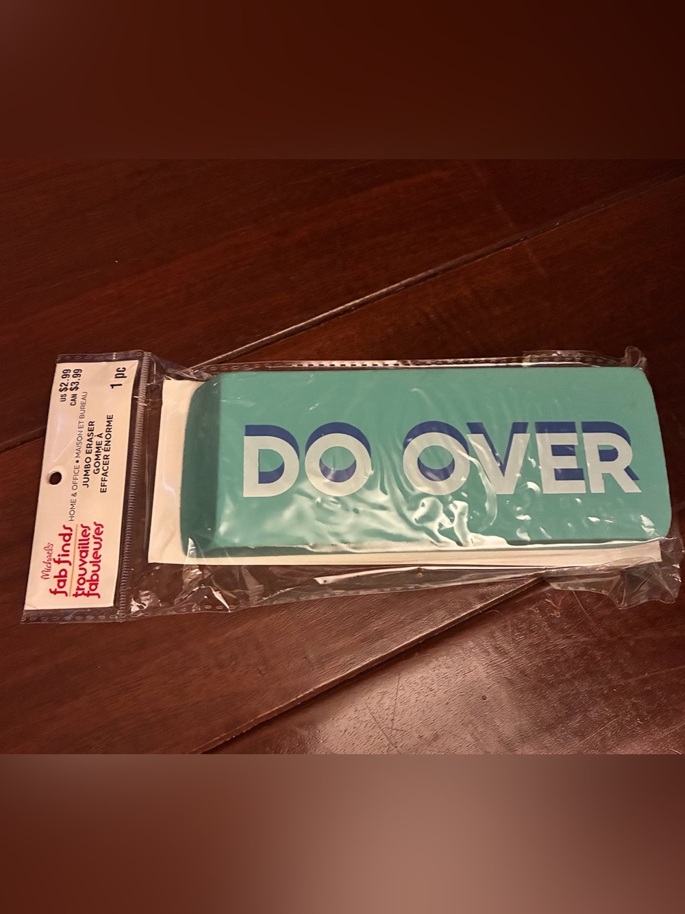 “Do Over” Teal Jumbo Eraser! Great for kids, artists or the office! Extra large.